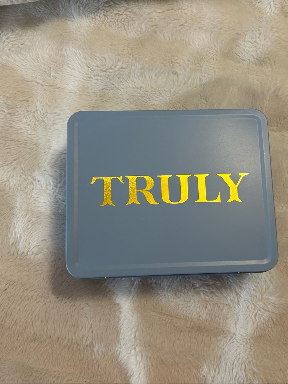 TRULY Blue Storage Tin/ Lunch Box with Gold Logo